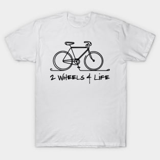 Bicycle line art 2 wheels 4 life - Black T-Shirt